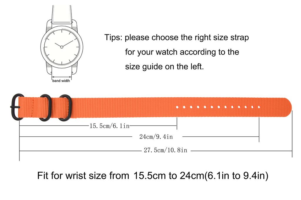 21mm Schwarzes Dickes Nylon Typ Uhrenarmband Ersatzband mit Mattierter Schnalle