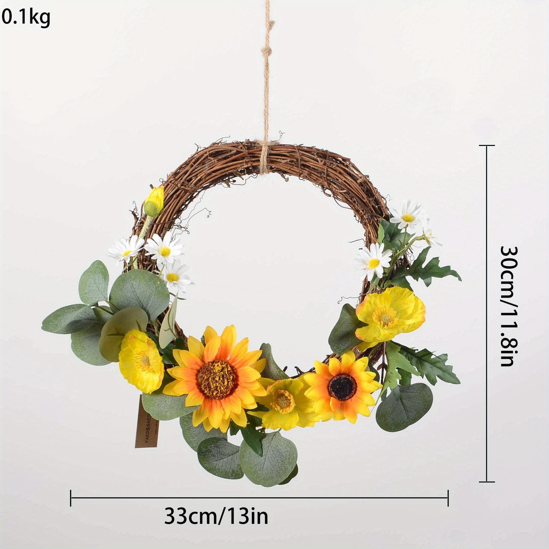 

1Pc Simulated Peony Rattan Woven Wedding Home Living Room Doorway Decoration Wreath 1