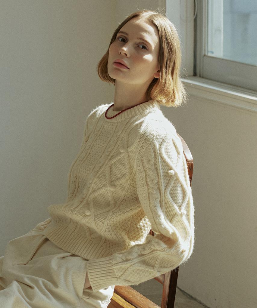 YUPPE Bell Cable Knit_Cream