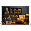 Mocsicka Indoor Christmas Home Photography Backdrop Child Birthday Photo Background Xmas Tree Bear Gifts Sofa Party Decor Banner