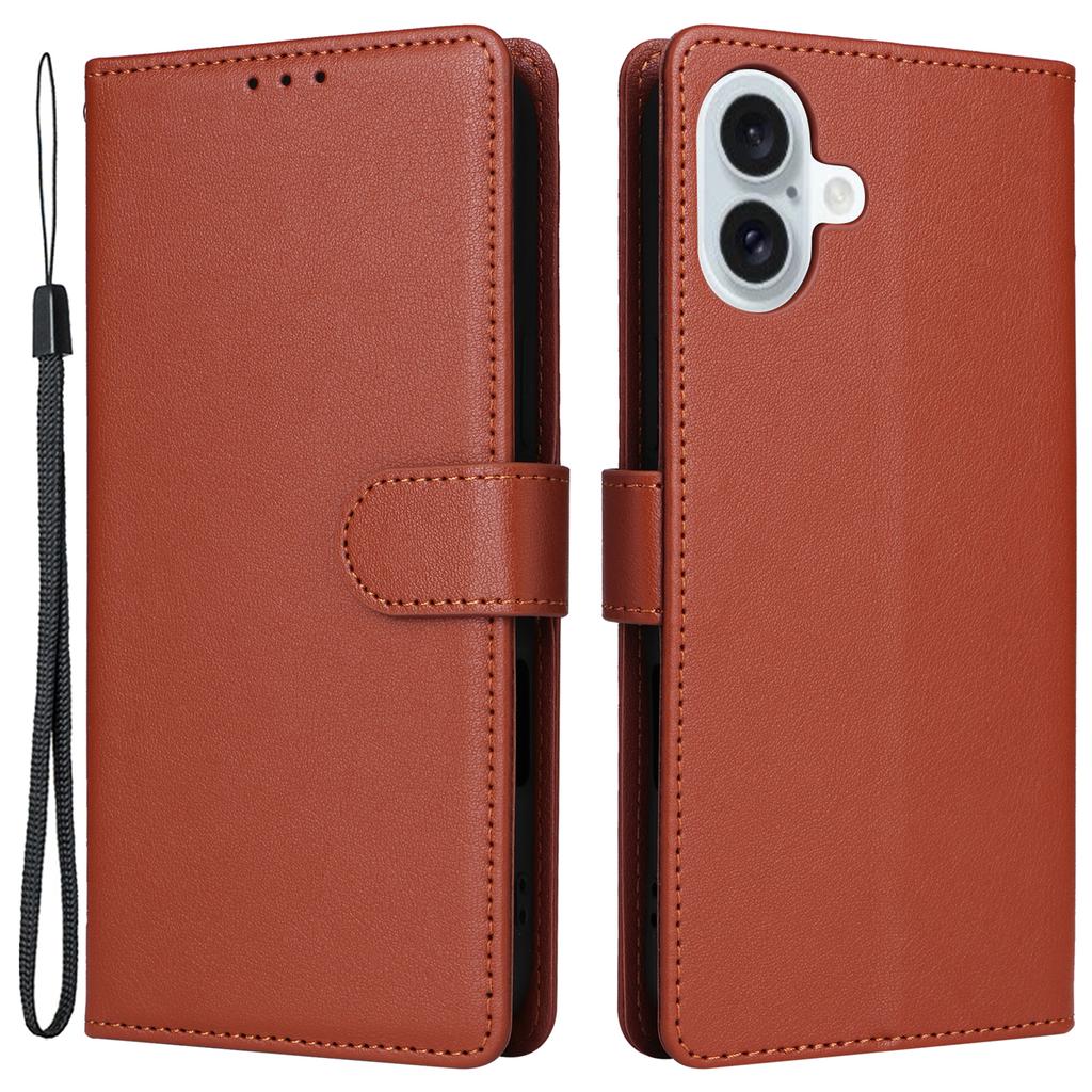 For iPhone 16 Plus Wallet Case 3 Card Slots Slim-Fit PU Leather Stand Phone Cover