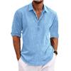 Men's Linen Shirts Long Sleeve Button Up Shirt Casual Summer Loose Fit Home Style Shirts