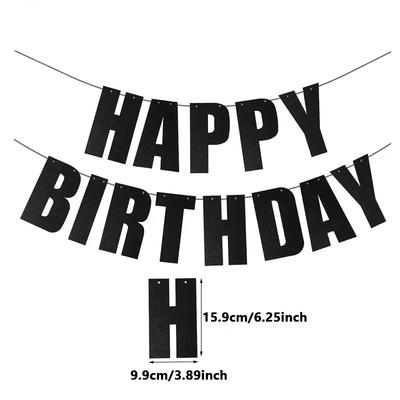 1Set Black Happy Birthday Party Banner Happy Birthday Wall Hanging Decoration Photo Prop Backdrop Decor Birthday Supplies