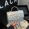 Fashion Backbag Silver Handbag Brand Small Square Bag For Women Flap Pu Leather Messenger Bag Luxury Diamond Clutch Tote