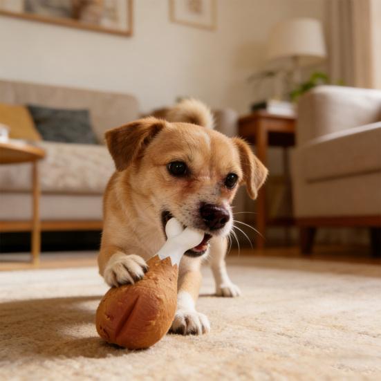 Robustes quietschendes Hundespielzeug für aggressive Kauer Unzerstörbares Trommelstock-Wurstförmiges Latex-Kauspielzeug für kleine, mittlere und große Rassen