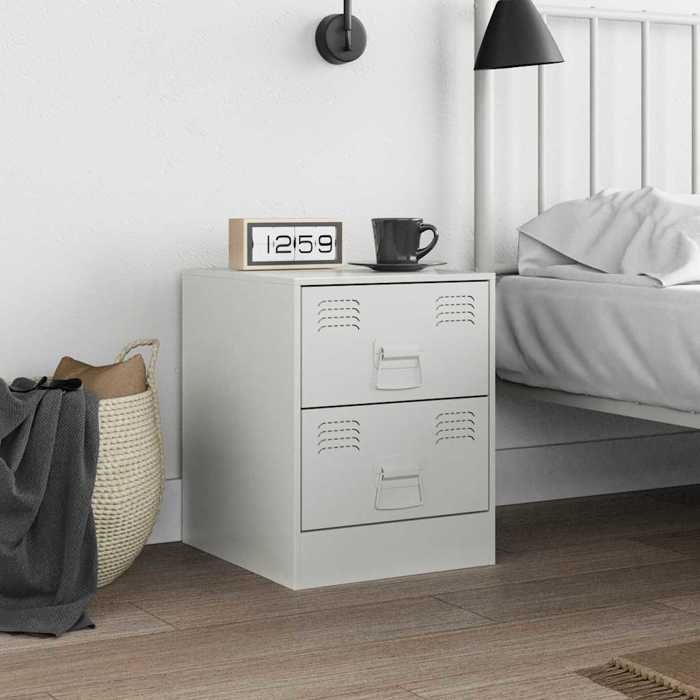 VidaXL Table de chevet blanc 34,5x39x44 cm acier, armoire, meubles de chambre, support téléphonique, armoire d'appoint, 841629
