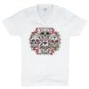 Day of the Dead Floral Sugar Skulls V-Neck T-shirt Dia De Los Muertos Tee