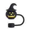 Silicone Straw Covers Pumpkin Ghost Reusable Drinking Straw Topper 4 Piece Accessories For Kitchen Dining Water Bottles Tumbler