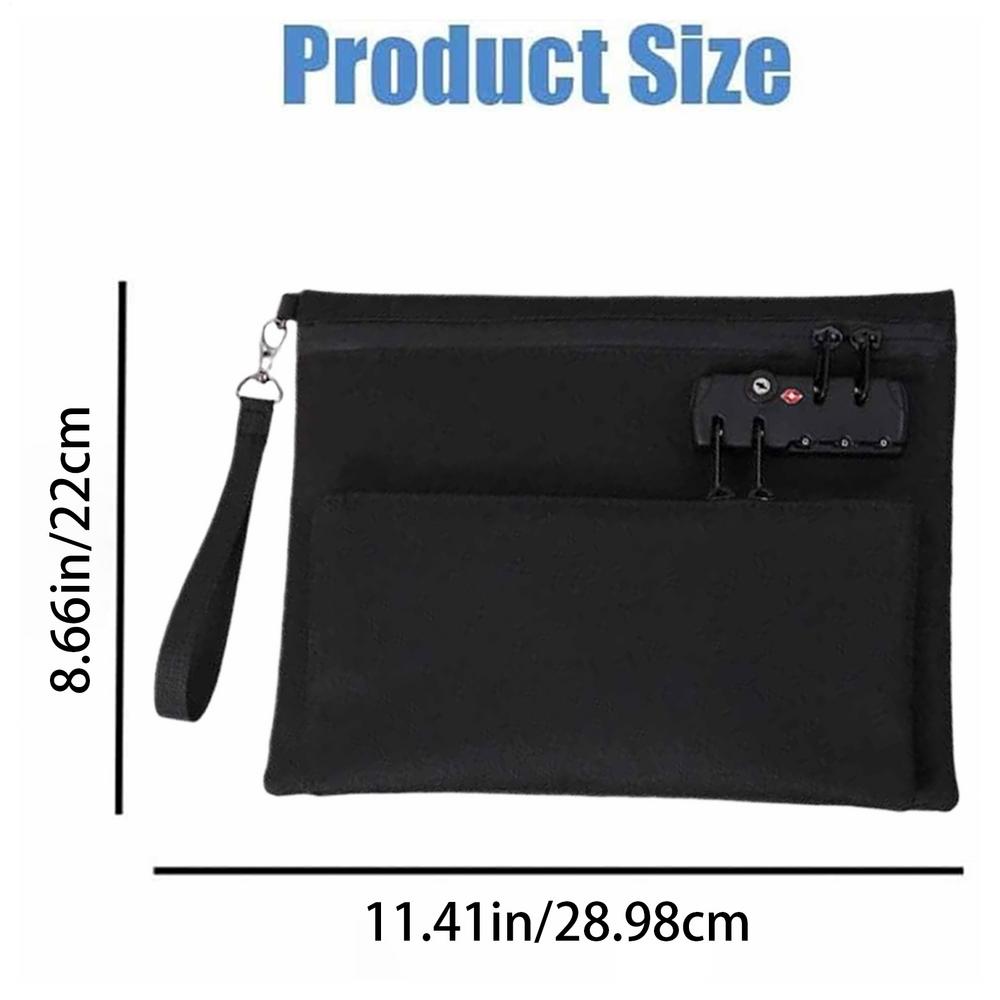 Money Bag with Lock Zippered Credit Cards Pouch Double Layer Portable Waterproof Money Bag for Camping School Hotel Bank