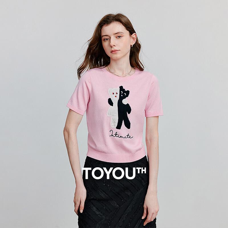 

Женская футболка с коротким рукавом из смесовой шерсти с мультячной аппликацией Chuyu, лето 2025 M