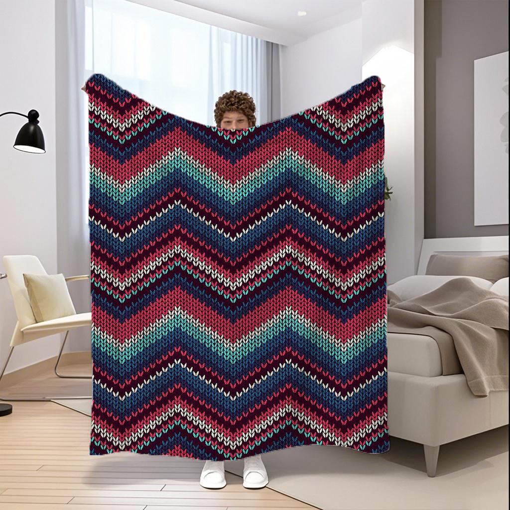 Zigzag Pattern Blanket Microfiber Flannel Cover Blanket Bedroom Living Room Sofa Soft And Comfortable Home Decoration