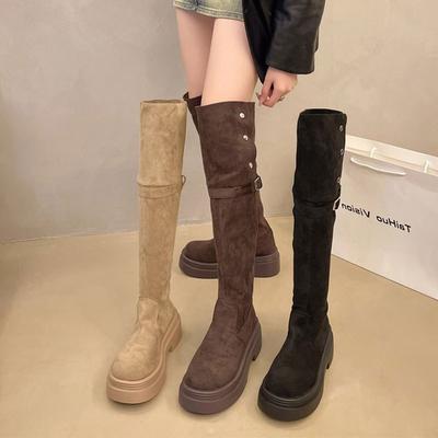 Temperament Shows Legs Long Boots Women's Autumn and Winter New High Boots Casual Versatile Soft Surface Foldable Medium Boots