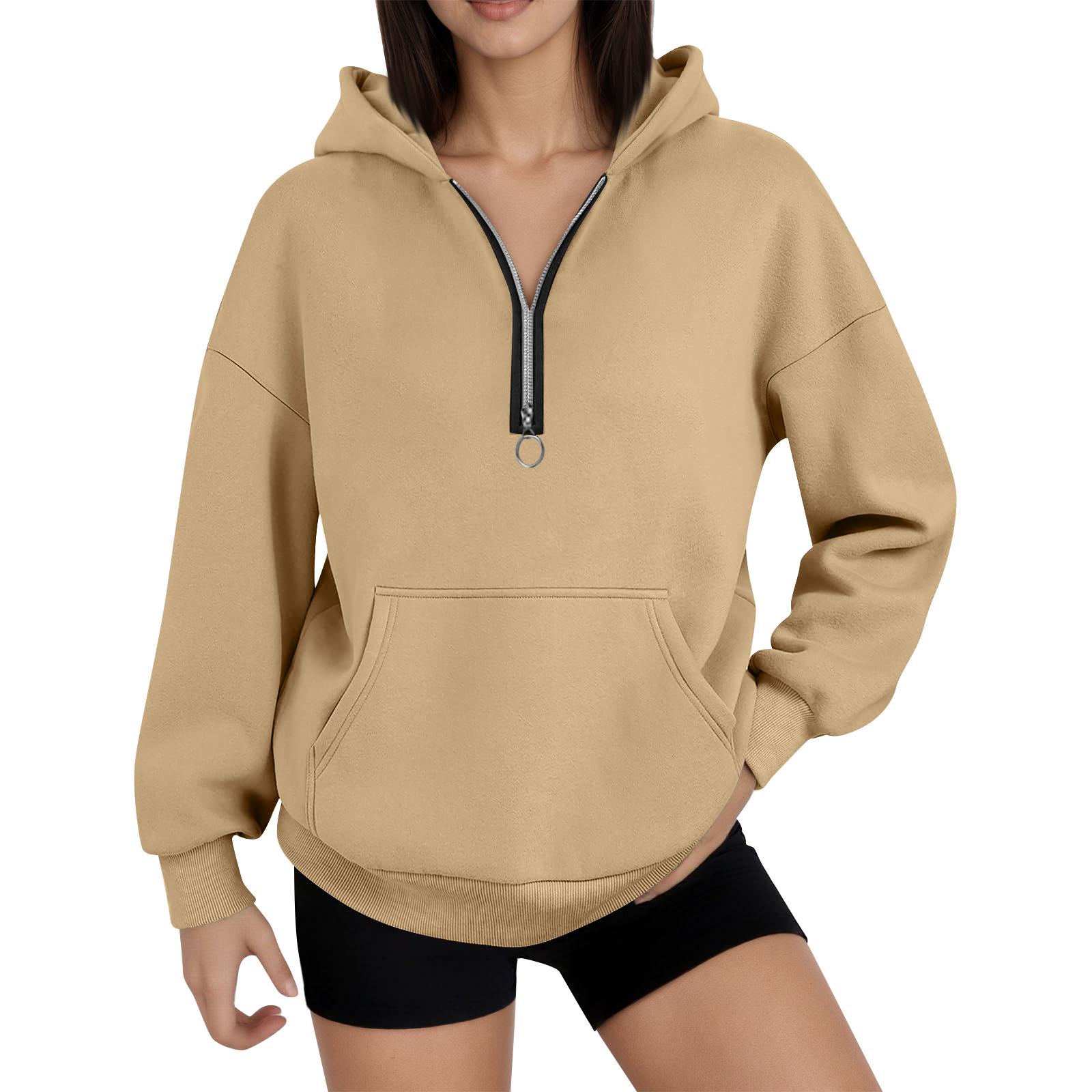 

Женская мода, женский легкий пуловер с длинными рукавами и карманами, толстовка с капюшоном в стиле консервативного стиля XXL хаки