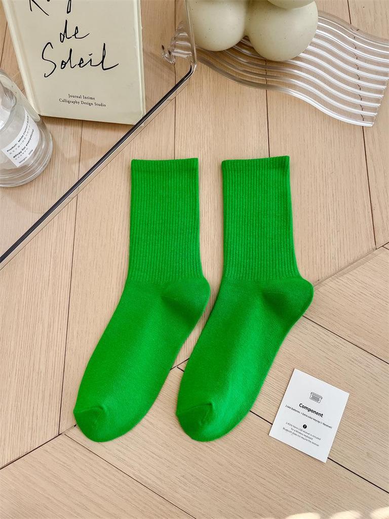 Women's Colorful Mid-Tube Socks In Violet, Orange, Rose, and Red for Modern Dance with Shark Print