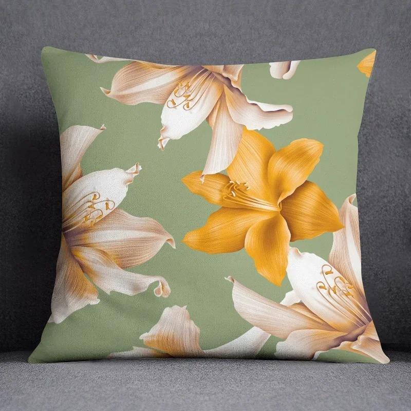 Tropical Flower Series Throw Pillow Decorative Pillow Bedroom Sofa Car Cushion Cover Pillowcase