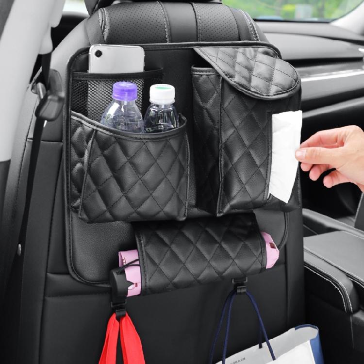 Elegant Back for Seat Organizer Durable Hanging Multi-Pockets Tissue Cup Organis