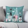 Vintage Christmas Cat Pillowcase Polyester Linen Velvet Creative Zip Decorative Throw Pillow Case Home Cushion Cover
