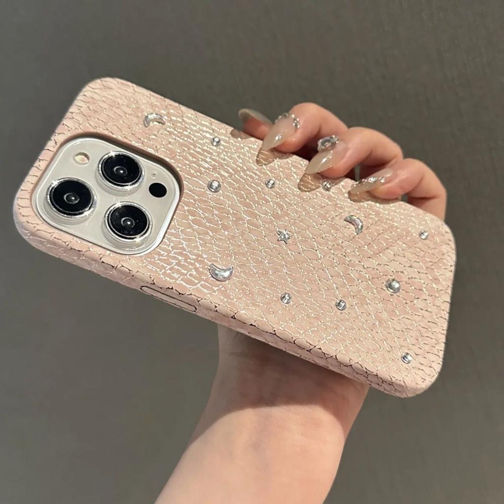 Applicable To Apple 16promax Light Luxury Snakeskin Pattern Mobile Phone Case Iphone14 Advanced Sense 13 Women 12 Handmade Rhinestones