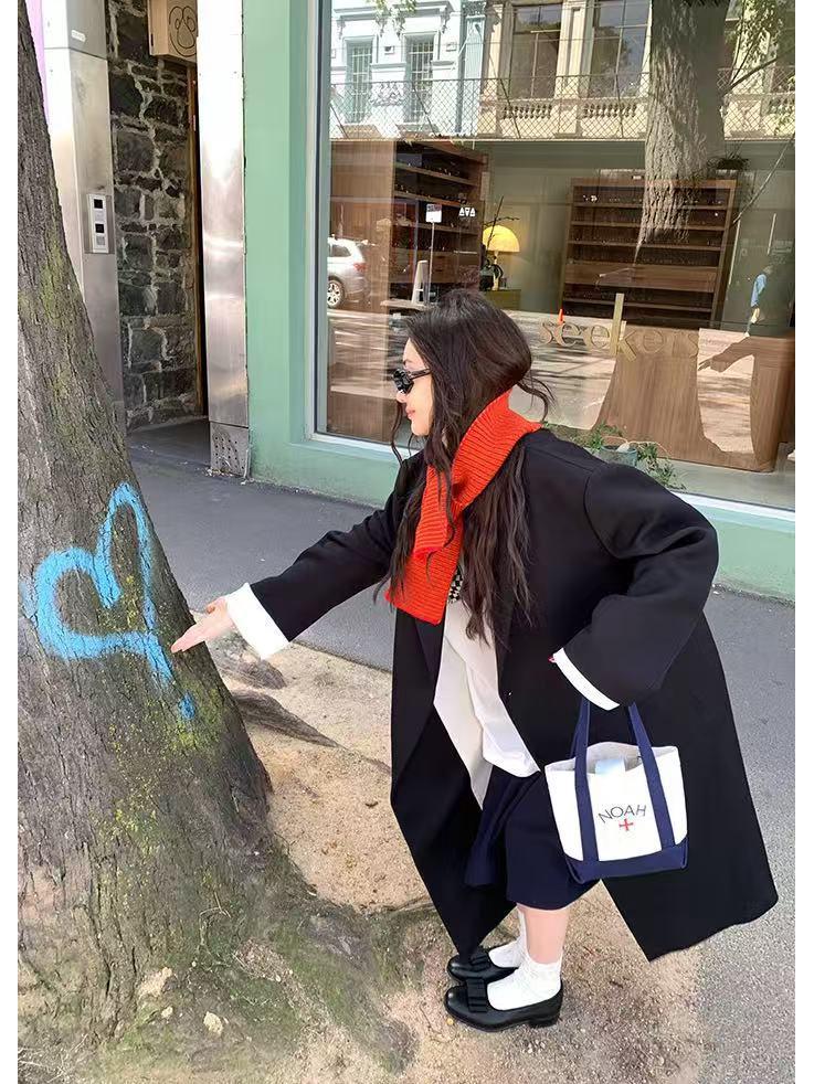 

«[Junjun] Женский шерстяной шарф в полоску с цветными блоками — осень и зима, узкий маленький дизайн»