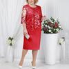 Floral Lace Mother of the Bride Dress Plus Size Midi Party Dress with Sheer Half Sleeves