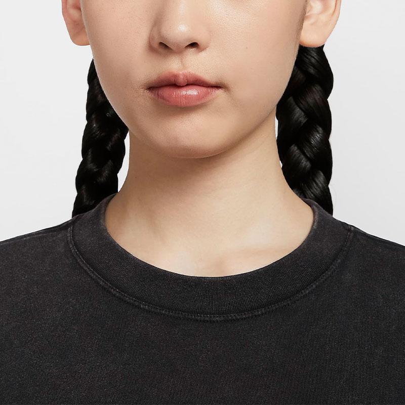 Nike Sportswear Essentials Series Letter Print Round Neck Short Sleeve Drop Shoulder T-Shirt Women Tops Black HM4594-010