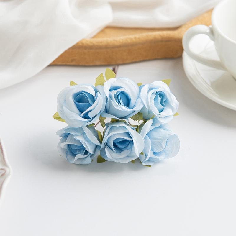 6 SZT Sztuczny Kwiat Jedwabna Mała Róża DIY Ślub Panna Młoda Kwiat do Trzymania Akcesoria Dekoracja Wazon Dom Sypialnia Wieniec Świąteczny