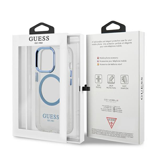 Guess Guhmp13Lhtrmb Iphone 13 Pro / 13 6,1 Niebieski/Blue Hard Case Metal Outline Magsafe