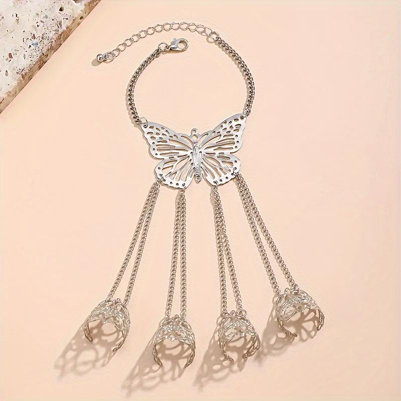 Bracelet Retro Gothic Butterfly Finger Bracelet Women's Hollow One Personalized Hand Jewelry