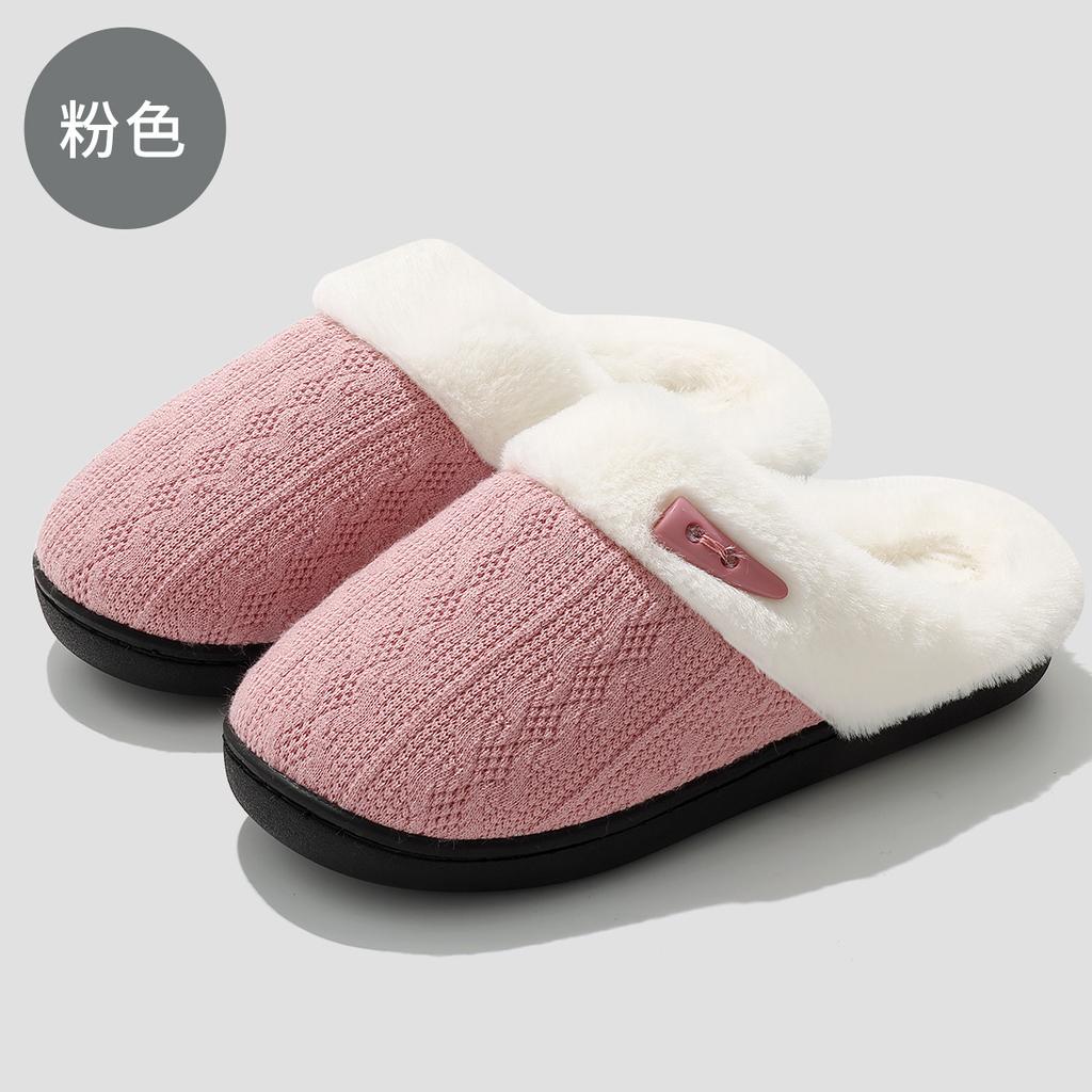 Striped Cotton Slippers 2025 New Indoor Home Use Thick Bottom Non-slip Velvet Warm Cotton Drag