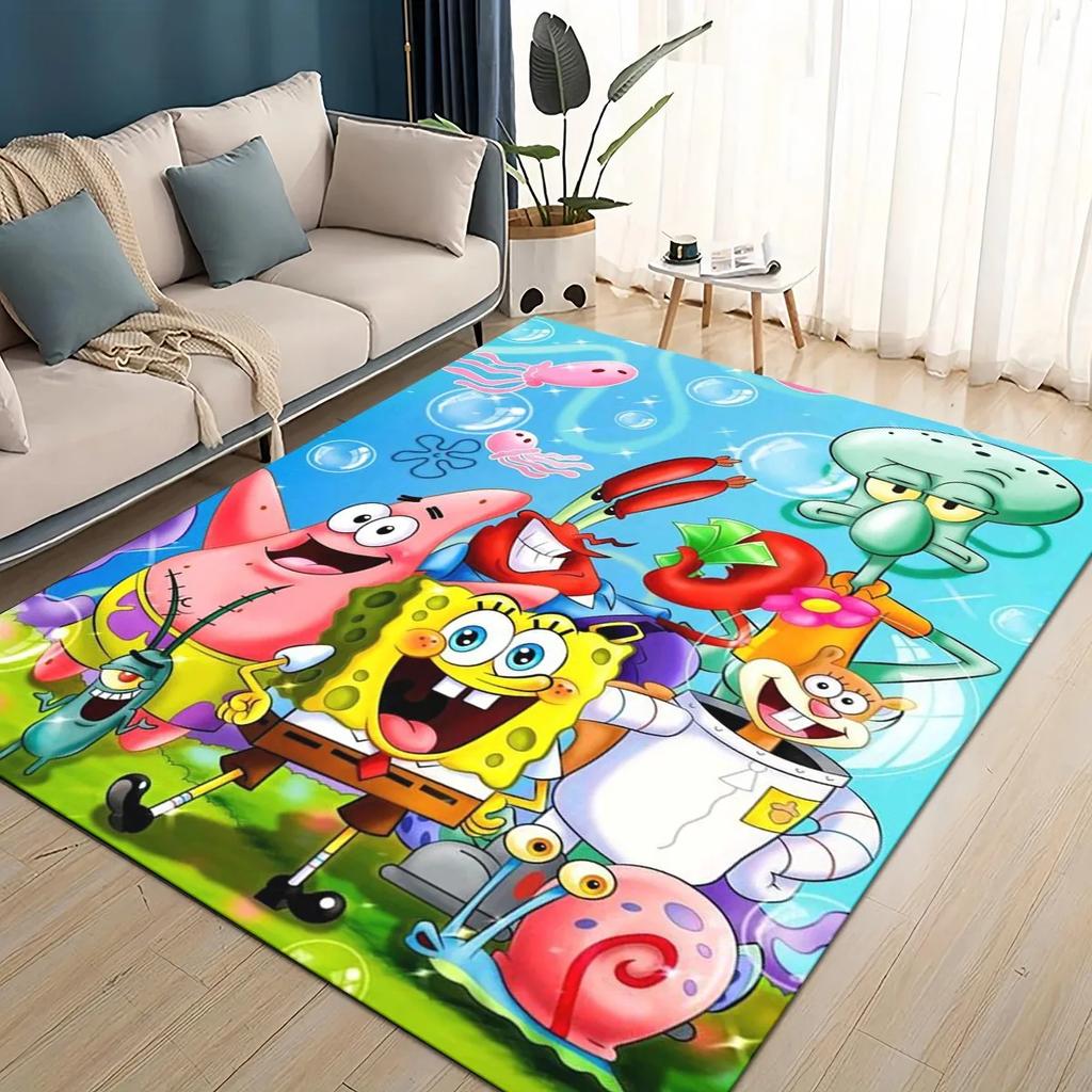 3D Cartoon S-SpongeBob Funny Area Rug,Carpet Rug for Living Room Bedroom Sofa Doormat Decoration,kids Non-slip Floor Mat