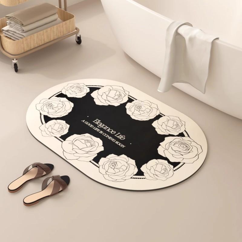 Nordic Style Bath Mat Diatomite Absorbent Non Slip Door Bathroom