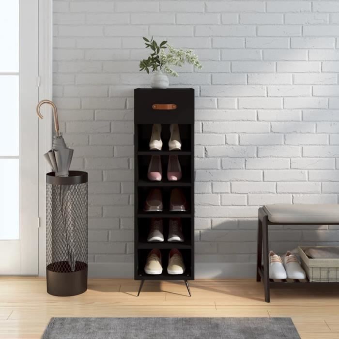 VidaXL Armoire à chaussures noir 30x35x105 cm bois d'ingénierie 829645