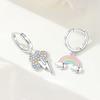 Authentic Original Copper Metal Rainbow Cloud Earring Lucky Symbol Ear Loops Women's Colourful Perfect Gift Anniversary High Quality Fine Jewelry