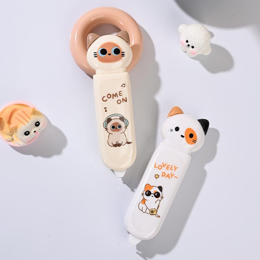 1/4pcs Lovely Cat Correction Tape Cute Cartoon Kitty Press Function Correcting Tapes Office School A3168
