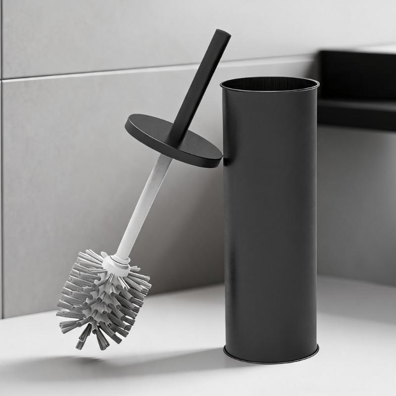 Freestanding Toilet Brush and Holder Set, Metal Bathroom Cleaning Brush with In-Holder Storage by the Toilet Area