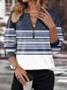 V Neck Color Block Sweatshirt Fashion Women Autumn Winter Collection Zipper