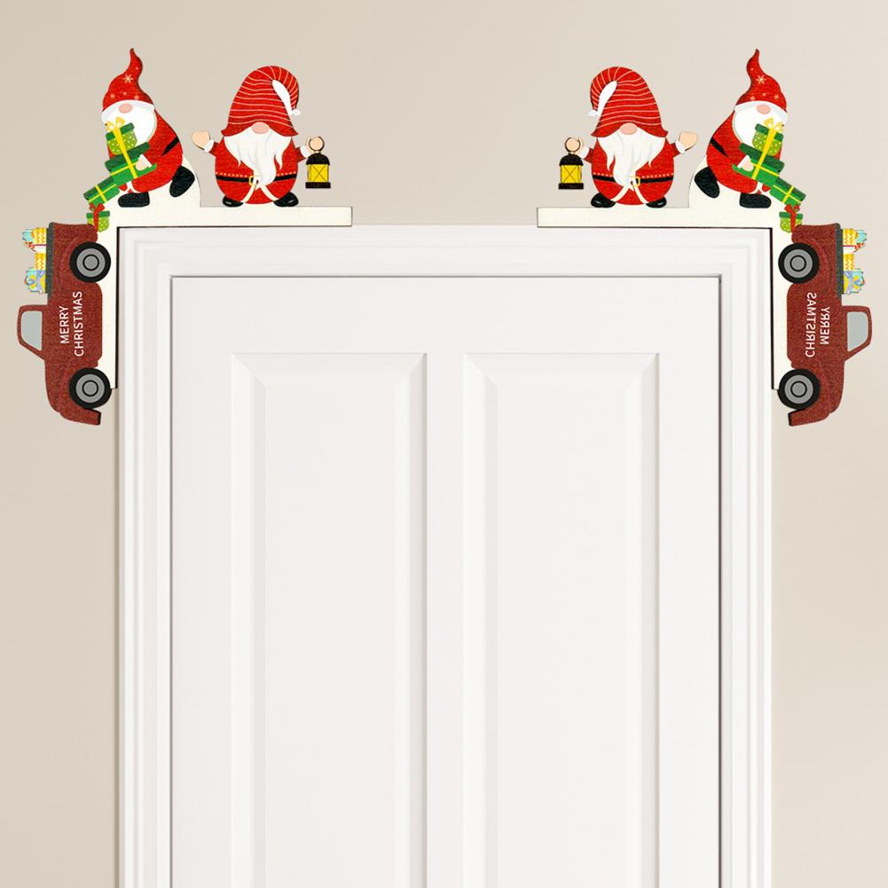 2Pcs Christmas Wooden Signs Funny Winter Tabletop Decor Elk Christmas Tree Home Table Door Frame Corner Applique Christmas Decor