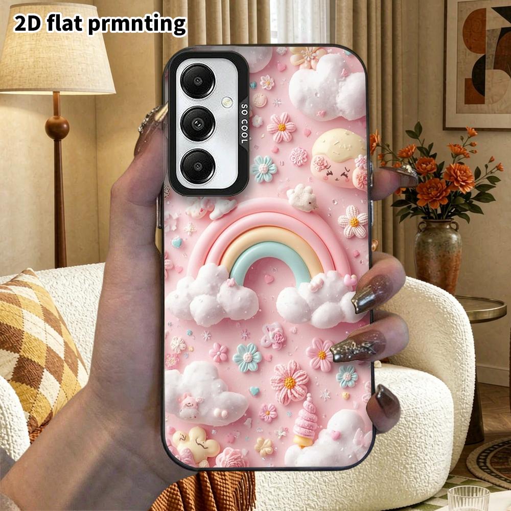 Phone Case: 2D Flat Samsung Galaxy A34 A35 M05 M06 S20 S22 S21 FE Plus 5G Protective Case, Couple Style, Rainbow Cream, Christmas and Halloween Gift