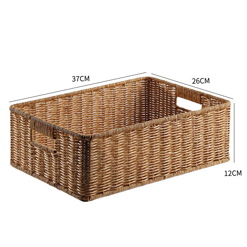 Coș de depozitare de birou în stil nordic cu împletitură de ratan pentru măsuța de cafea din living