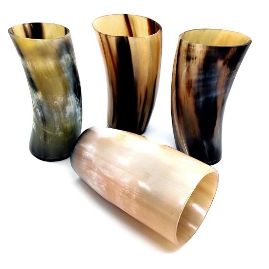 Horn Tumblers Set of 5 Handmade Cups for Wine Beer Ale Safe, Unique Drink Cup. Norse Drinking Beer Mug 8,10oz Ox Horn