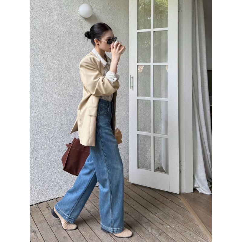 Cloud Long, Retro Personalized Spring Jeans Women's Wide-leg Pants New Drape Trousers Spot