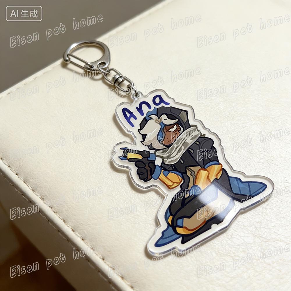 

Game Ow Chibi Keychains for Women Accessories Bag Charm Mercy Dva Kiriko Cartoon Gaming Keyrings Jewelry Friends Birthday Gifts