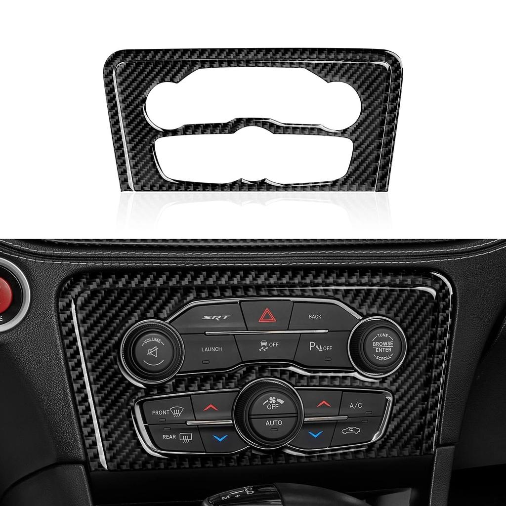For Dodge Charger 2015 - Accessories Interior Carbon Fiber Car Center Console AC Switch Panel Cover Trim Decal Sticker