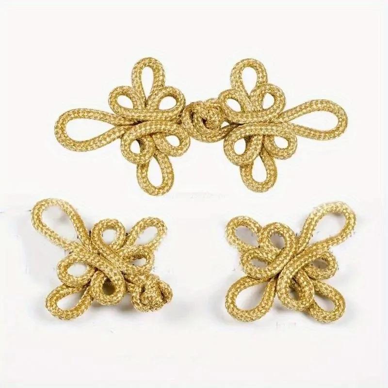 6 Pcs Gold Wire Chinese Cheongsam Button Dragonfly Knot Fastener Closures.