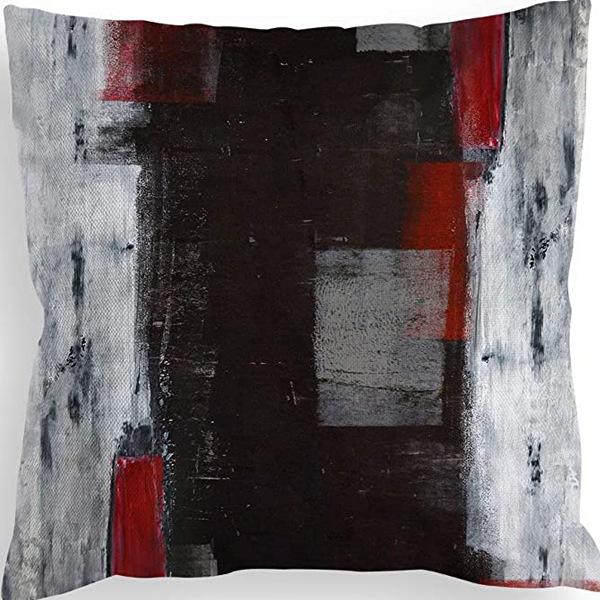 Popular Simple Geometric Abstract Red Black Striped Sofa Cushion Pillow Case Home Removable Washable