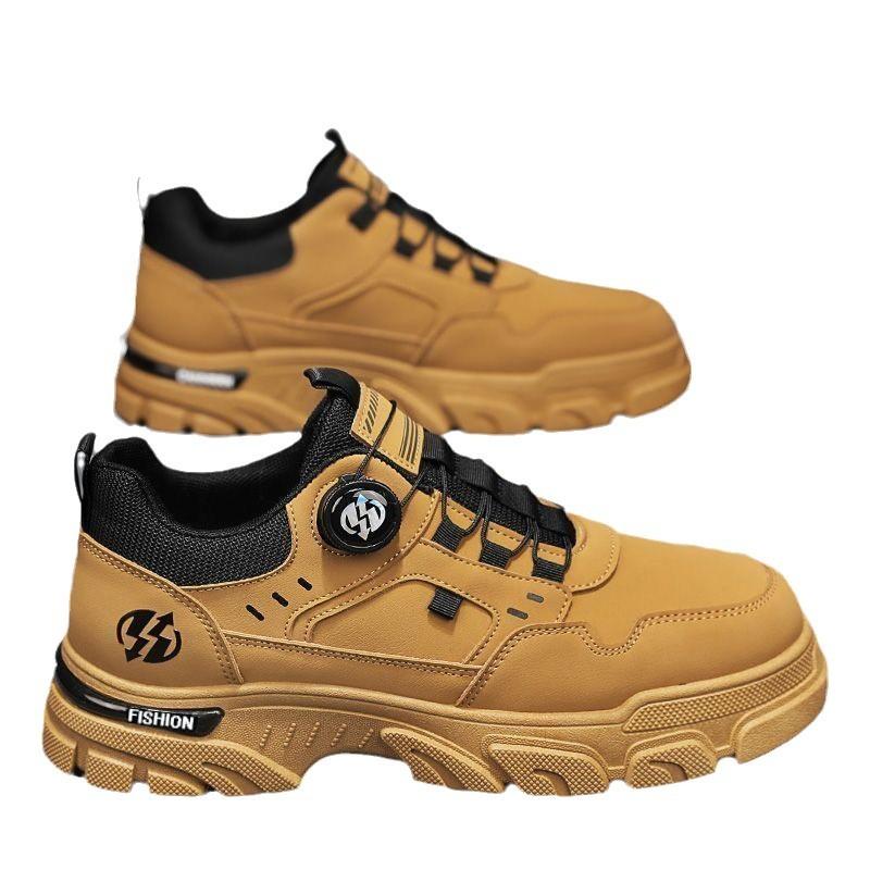 Men's Shoes for Spring New Low Top One Legged Rotating Button Sports and Casual Trendy Shoes Outdoor Waterproof Work Shoes