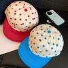 Korean Polka Dot Letter Embroidery Color Blocking Flat Brim Hip Hop Hat for Men and Women Outdoor Shade Adjustable Baseball Cap