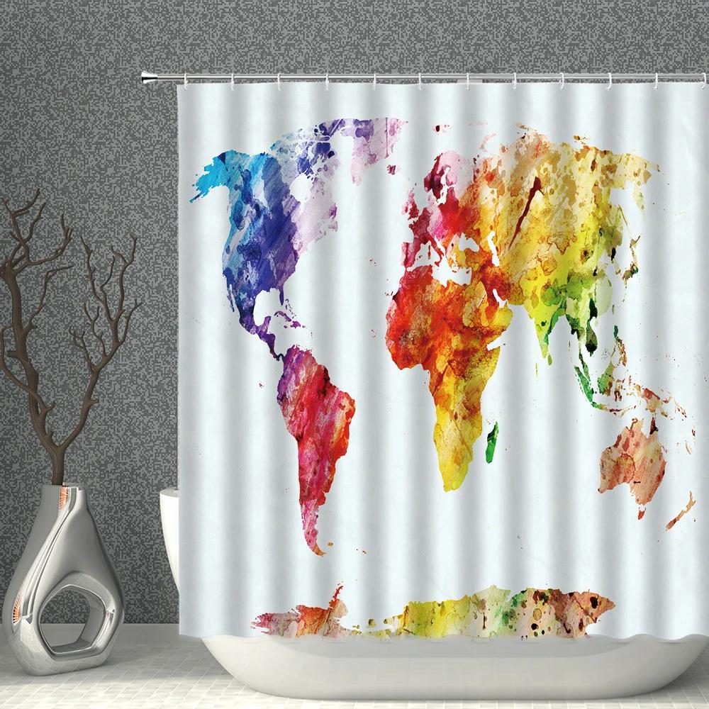 Modern Graffiti Showers Curtains Bathroom Hook Set Home Decoration Abstract Creative Personality Waterproof  Curtain