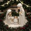 Cartoon Christmas Manger Ornaments Cute Religious Resin Statue Jesus Birth Sculpture  Living Room