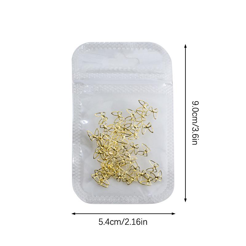 50 Pièces Alliage Creux Papillon Décoration Nail Art Or Argent Métal Charms Papillon pour Ongles DIY Saint-Valentin Pièces Papillon